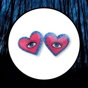 Heart with Eye Stud Earrings